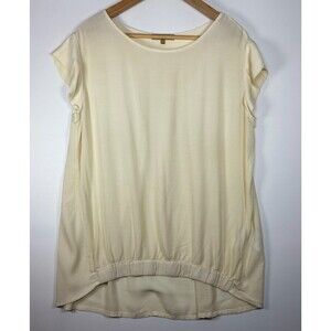Humility Italy Cream Cap Sleeve Pleated Back Blouse Women’s 42 (US M) Viscose